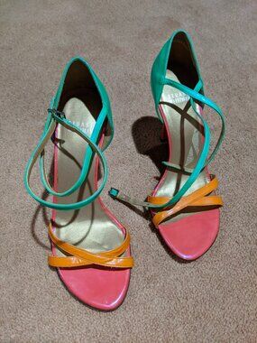 New Stuart Weitzman colorful strappy open toe Heel